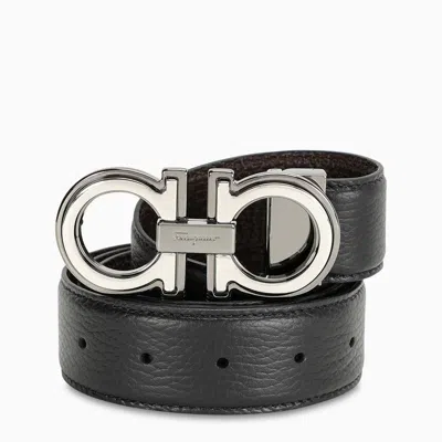 Ferragamo Gancini Reversible Black/brown Belt Men In Multicolor