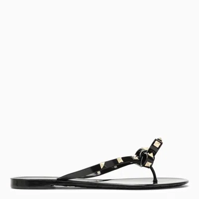 Valentino Garavani Black Rubber Rockstud Flip-flops Women