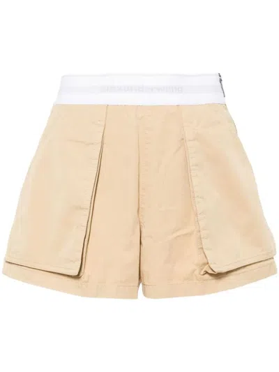 Alexander Wang High-waisted Cargo Shorts In Brown