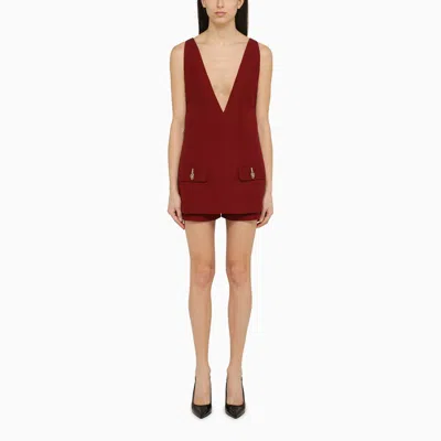 Gucci Short Jumpsuit With Deep Neckline Red