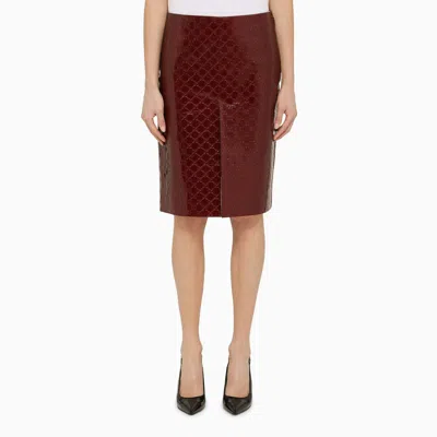 Gucci Midi Skirt With Gg Motif Rosso Ancora In Brown