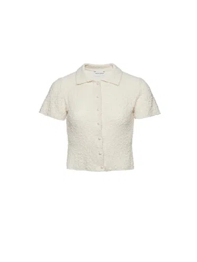 Magda Butrym Cream-colored Bouclé Knit Button-up Shirt In Nude & Neutrals