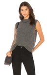 Vince Sleeveless Cashmere Blend Turtleneck In Charcoal