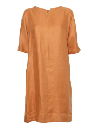 Antonelli Linen Midi Dress In Orange