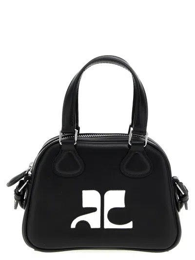 Courrèges 'mini Leather Bowling Bag' Handbag In Black