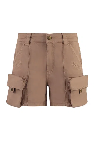 Pinko Porta Cotton Cargo-shorts In Camel