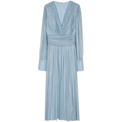 Rhea Costa Draped Midi Dress In Blue