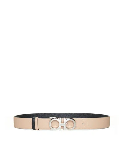 Ferragamo Belts In New Bisque || Nero