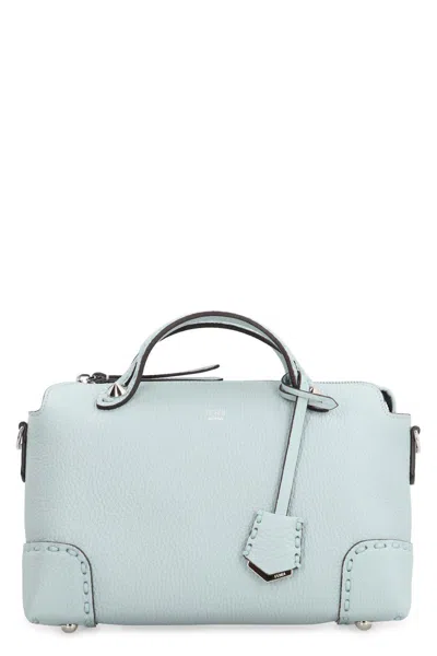 Fendi By The Way Leather Boston Bag In Blue