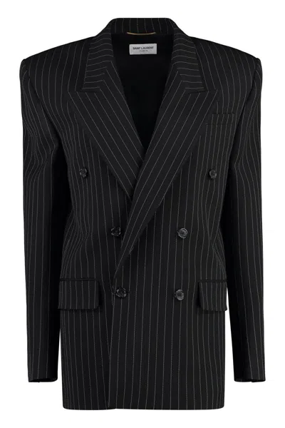 Saint Laurent Veste Rayure In Black