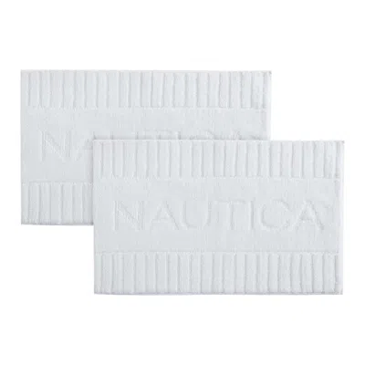Nautica Logo White Bath Rug Set