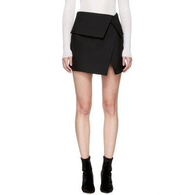 Balmain Asymmetric Nappa Leather Mini Skirt In Noir C0100