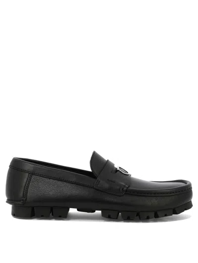 Ferragamo Men's Dougan Gancio Leather Penny Loafers In Black