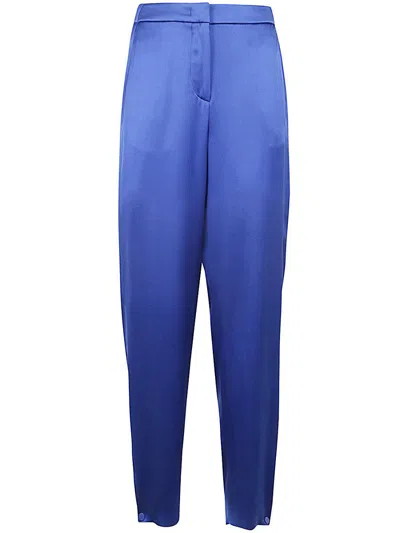 Giorgio Armani Elastic Waist Trousers With Button On Bottom Clothing In Blue