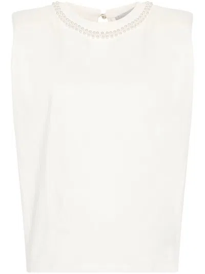 Golden Goose Journey W`s Sleeveless Padded Shoulders T-shirt Clothing In White