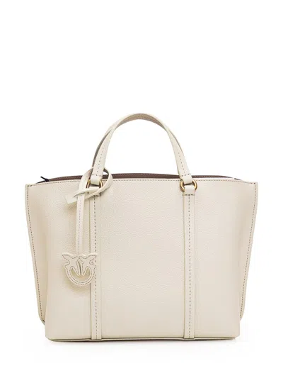 Pinko Leather Shopper Bag In White