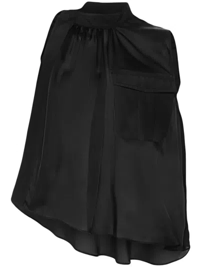 Sacai Fabric Combo Blouse In Black