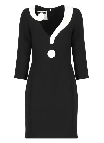 Moschino Crepe House Symbols Dress !? In Black