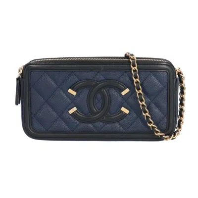 Pre-owned Chanel Matelassé Leather Shopper Bag () In Blue