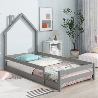 Simplie Fun Twin Size Wood Bed In Gray