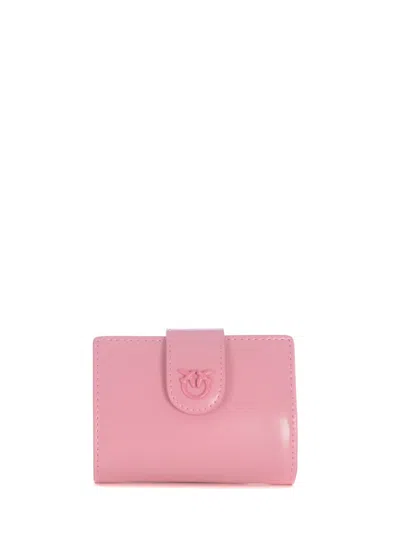 Pinko Wallet  Love Birds Made Of Leather In Rosa Lucido