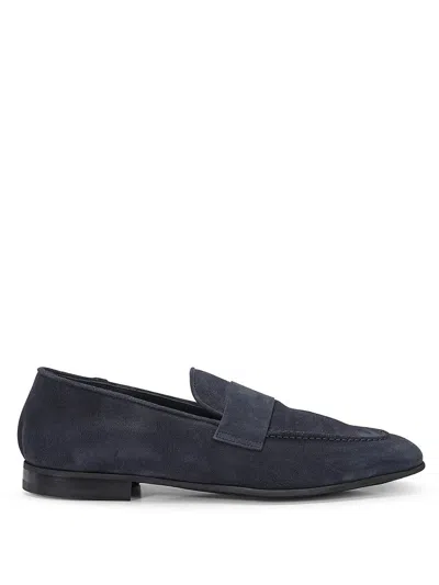 Seboy's Suede Leather Slip-on Loafers In Blue