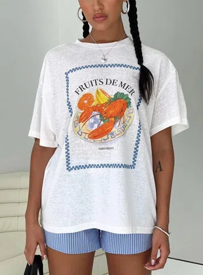 Princess Polly Lower Impact Larry Lobster Oversized Tee In White