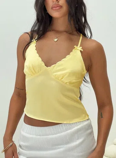Princess Polly Lower Impact Satina Top In Yellow