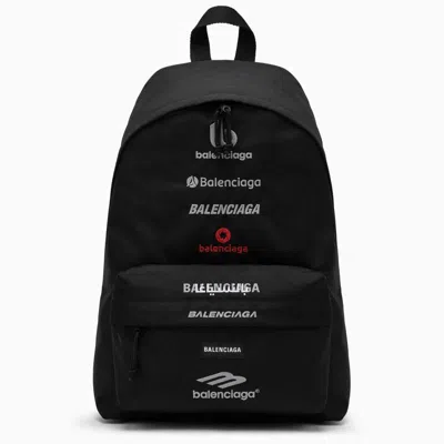 Balenciaga Recycled Nylon Explorer Backpack With Logos In Black