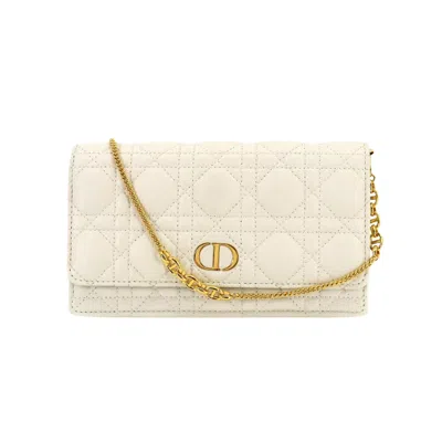 Dior Caro White Leather Wallet  ()