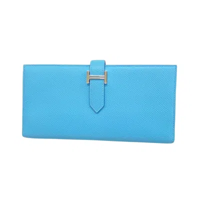 Hermes Hermès Béarn Blue Leather Wallet  ()