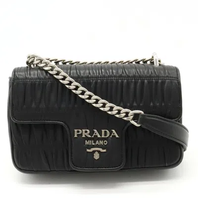 Prada Nappa Gauffré Leather Shoulder Bag () In Black