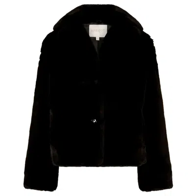 Apricot Short Opulent Fur Coat In Black