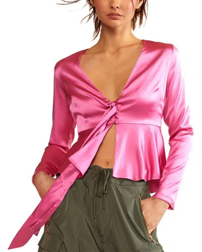 Cynthia Rowley Tie Front Silk Blouse In Pink