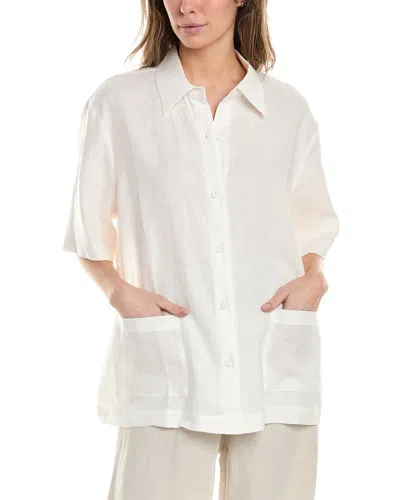 Cynthia Rowley Isola Linen Camp Shirt In White