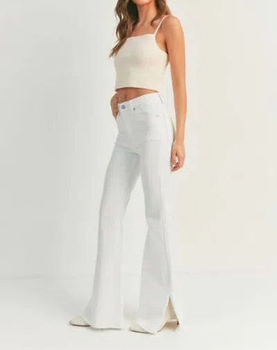 Just Usa High Rise Slit Flare Jeans In White