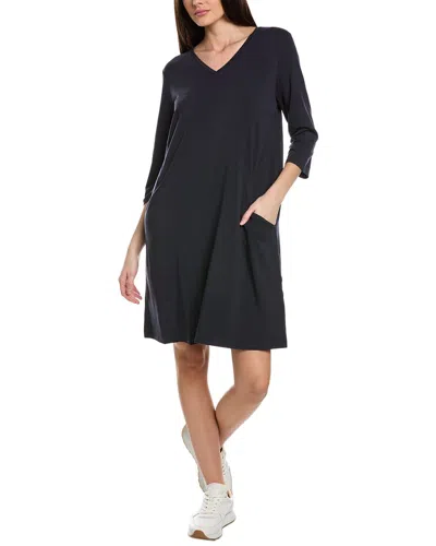 Eileen Fisher V-neck A-line Dress In Navy