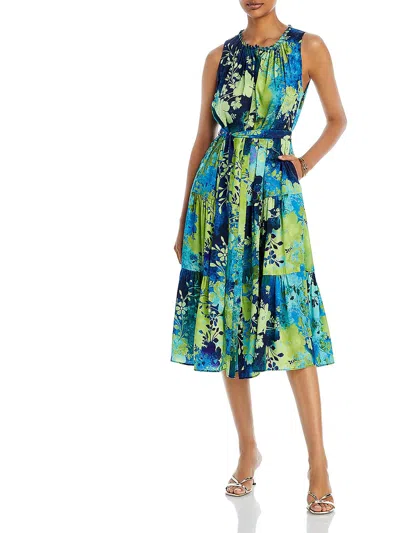 Kobi Halperin Nancy Womens Floral Print Midi Fit & Flare Dress In Multi