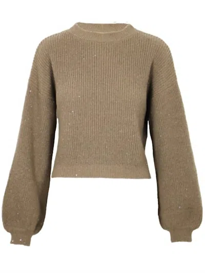 Lucy Paris Sam Puffed Sleeve Sweater In Brown