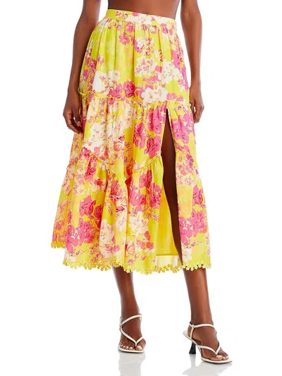 Hemant & Nandita Womens Side Slit Long A-line Skirt In Multi