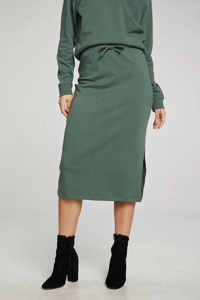 Chaser Midi Knit Skirt In Leaf In Green
