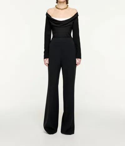 Roland Mouret Long Sleeve Stretch Cady Top In Black