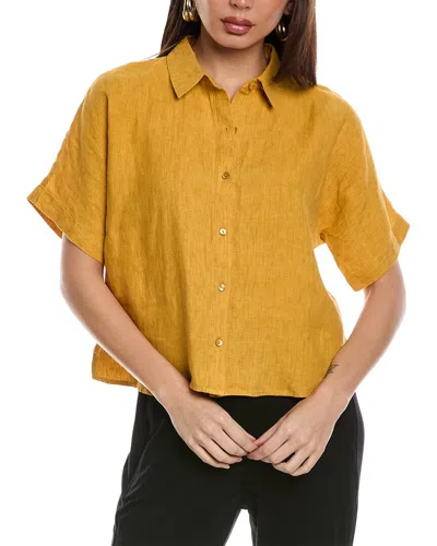 Eileen Fisher Classic Linen Shirt In Yellow