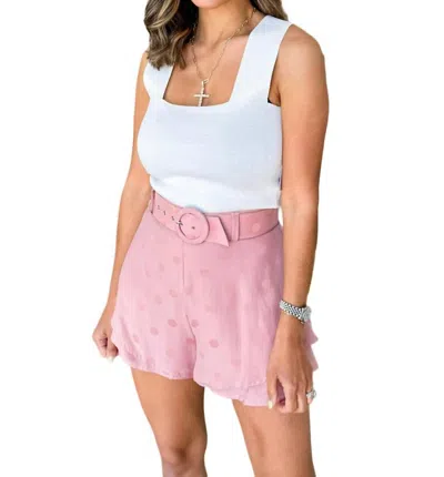 Lavender Brown Polka Dot Party Shorts In Light Pink
