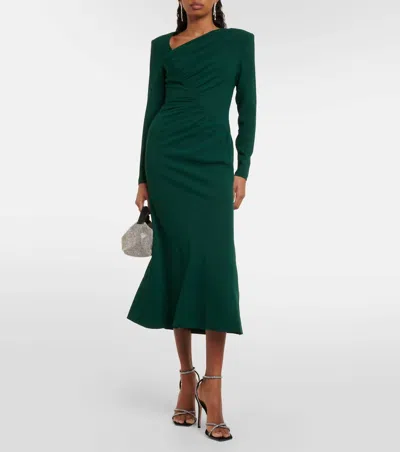 Roland Mouret Long Sleeve Rouched Midi Dress In Green