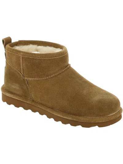 Bearpaw Shorty Womens Suede Ankle Ankle Boots In Brown