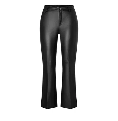 Mac Aida Vegan Leather Crop Kick Flare Pant In Black