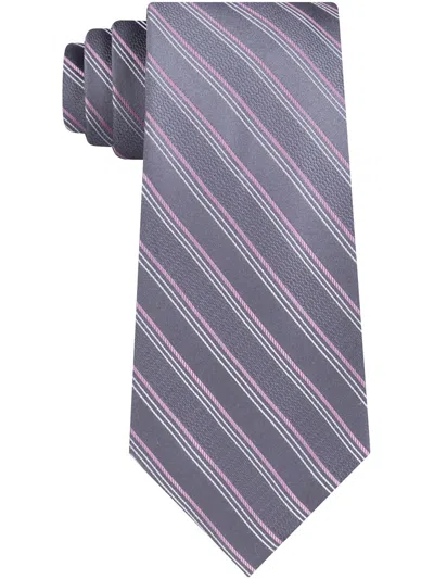 Michael Kors Mens Silk Striped Neck Tie In Purple