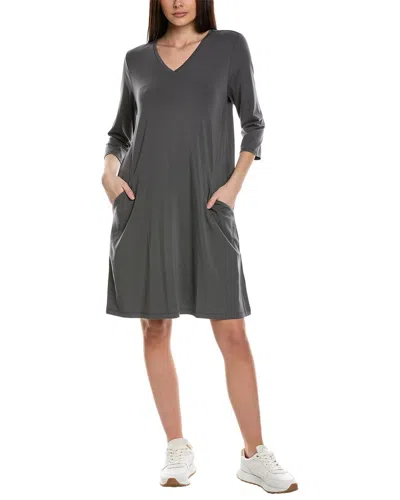 Eileen Fisher V-neck A-line Dress In Grey