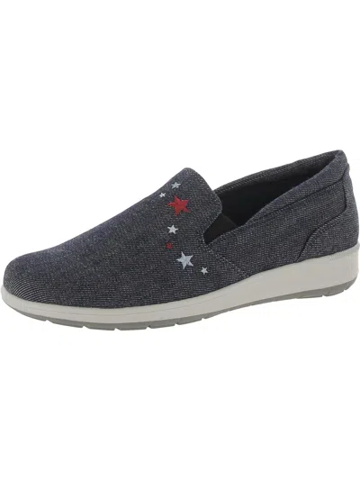 Walking Cradles Orleans Womens Embroidered Loafers Slip-on Sneakers In Blue